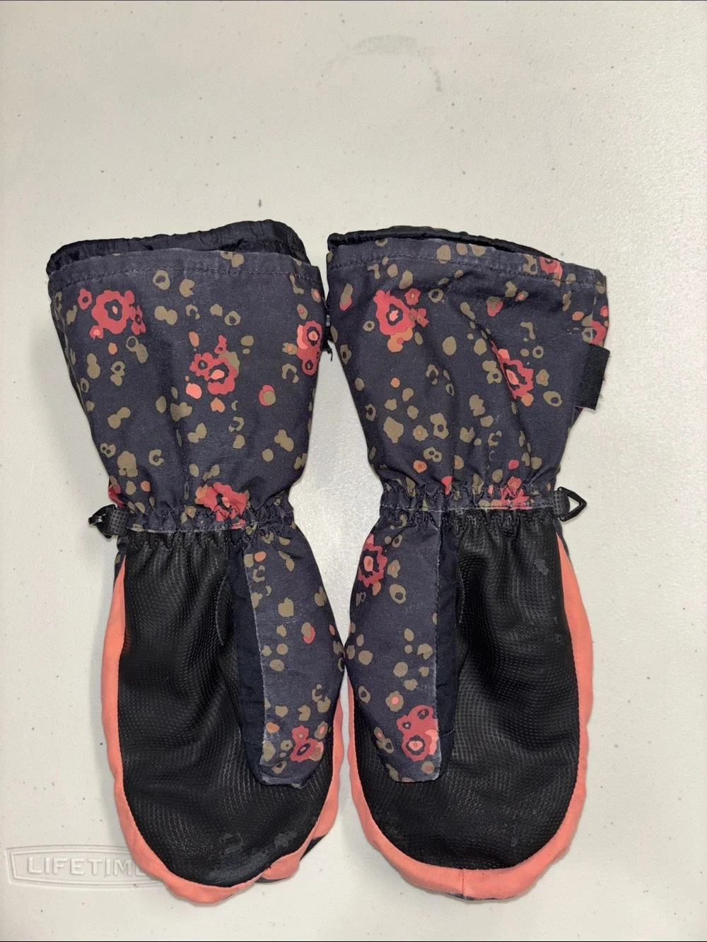Dakine kids floral mittens gloves L 8-10